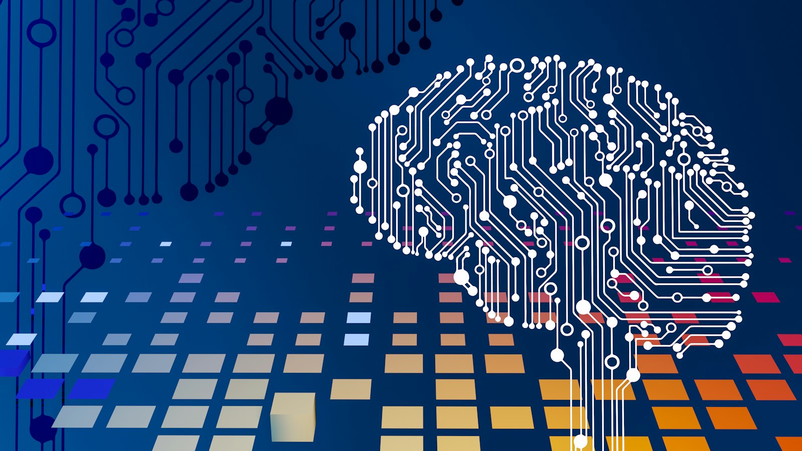 Ilustración de un cerebro sobre una placa de circuito, símbolo de inteligencia artificial
